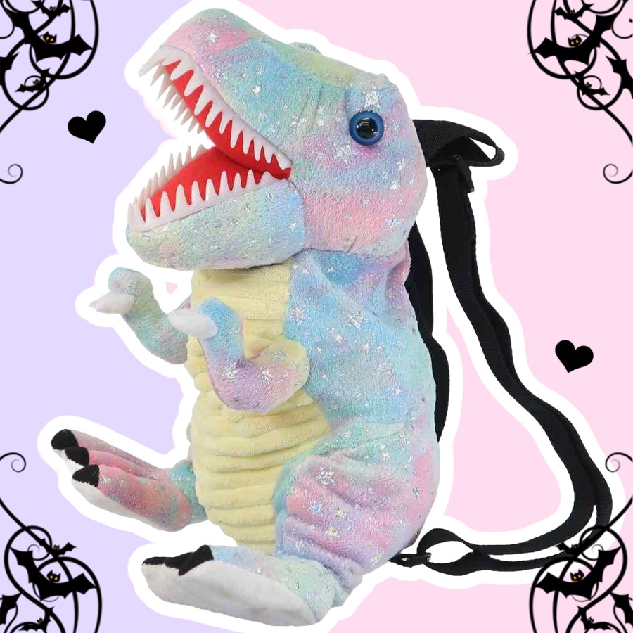 Kawaii T-Rex Pastel Goth Multicolor Plush Toy Backpack
